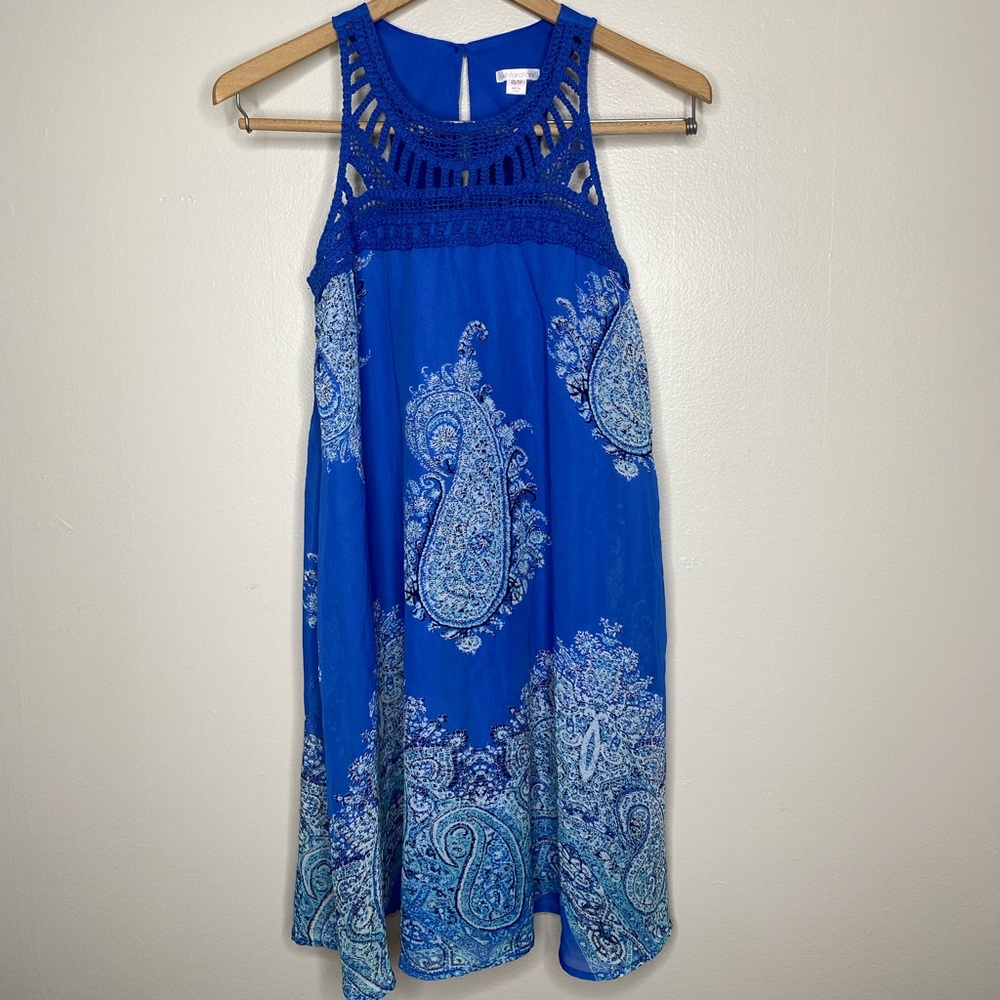 Xhilaration Blue Sleeveless Dress Paisley Accents